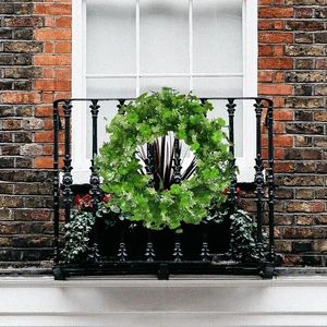 Fleurs décoratives St Patricks Day Shamrock Wreath Spring Summer Fleur Fleur Eucalyptus Artificielle Laisse Festival des Festivals Holiday