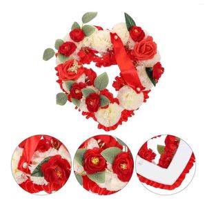 Decoratieve bloemen roestvrij staal hart herdenkingskrans decor bloemenkransen voor voordeur schuim rouw prop