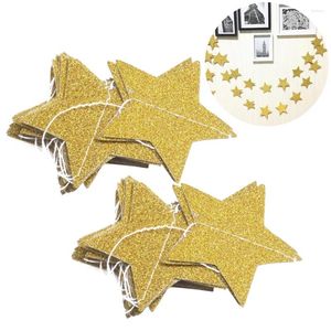 Fleurs décoratives Star Banner Wedding Garland: 2pcs Golden Christmas Paper Garland for Party Shower Decor