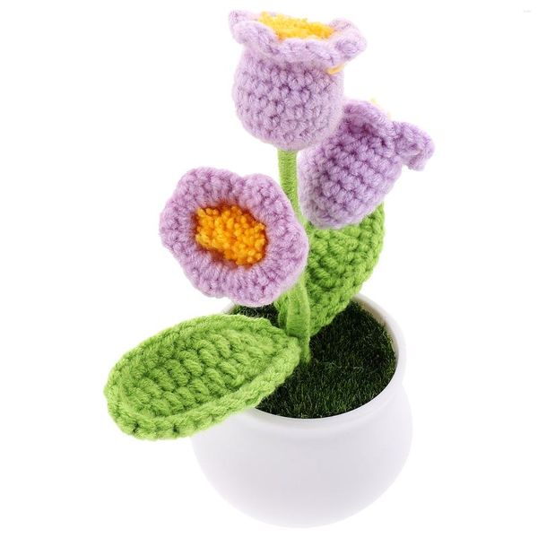 Décoratif Fleurs Statue Pot En Pot Crochet Fleur Parure Modèle Délicat Bonsaï Artificielle Bureau Petit Bureau