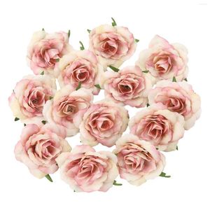 Fleurs décoratives tiges pour simulation rose artificielle fleur de tête simple tissu de soie petit paysage de mariage mur
