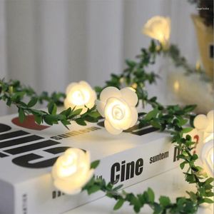 Guirlande de fleurs décoratives avec lumières guirlande de roses artificielles décorations de centres de Table de mariage brillant 10/20Led blanc 1.5/3 mètres