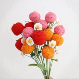 Fleurs décoratives Style Fruit tissé à la main Gift Bouquet de pomme pomme orange pêche artificielle décorations de fête artificielle