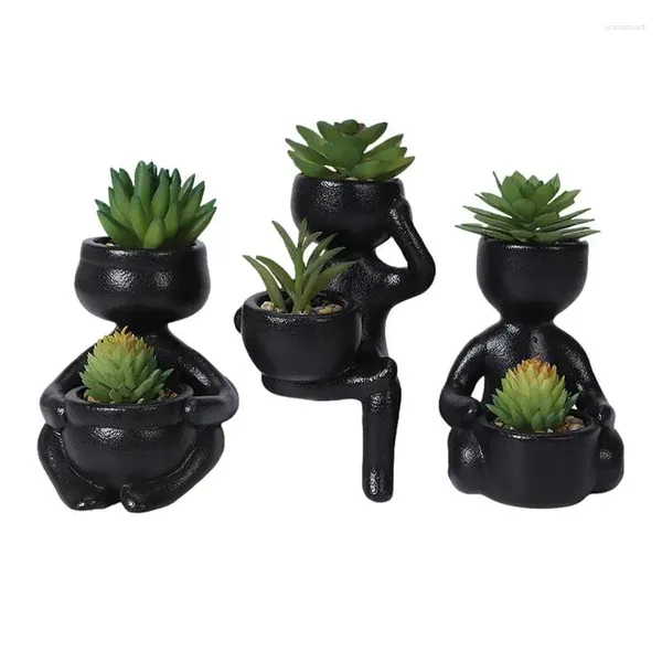 Flores decorativas plantas suculentas artificiales en maceta 3 uds pequeñas en maceta de cerámica juego de vegetación para Baño