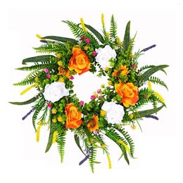 Fleurs décoratives couronne d'été porte d'entrée eucalyptus décoration colorée couronne suspendue w3y2