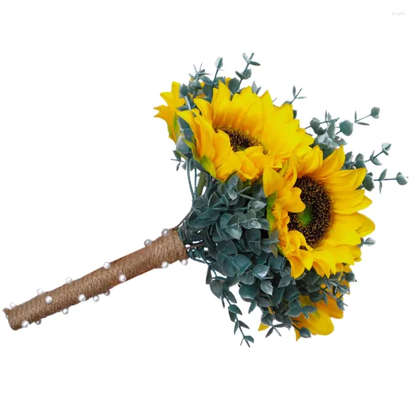 Fleurs décoratives tournesol décor Bouquets pour mariage Cascade mariée mariée Simulation ornement corde pographie accessoires artificiels