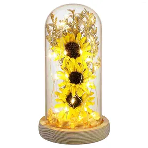 Decoratieve bloemen zonnebloem koepel geschenken vrouwen decoraties decor dag bloem lamp moeders betoverd cadeau kunstmatige bureau licht slaapkamer kantoor