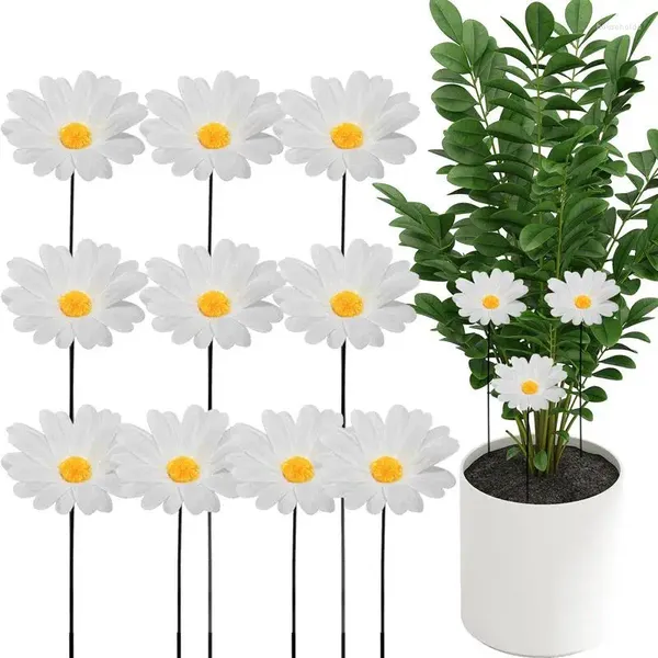 Fleurs décoratives du tournesol décoration de jardin artificiel en soie blanche beauté portable décoration extérieure pour pelouse paysage outils à la maison et