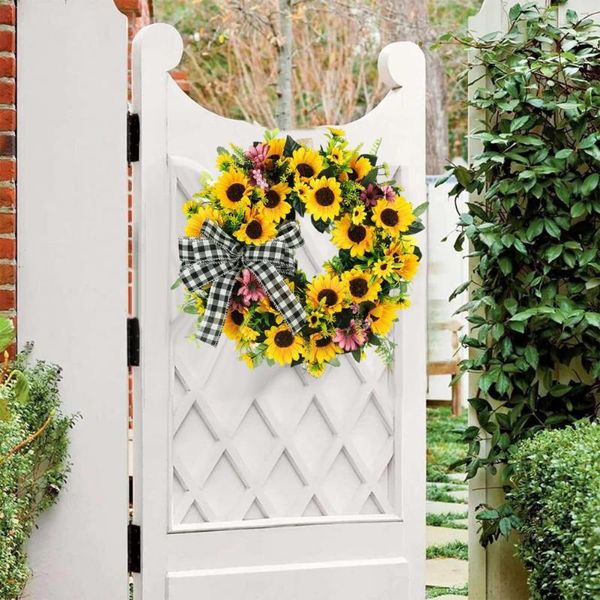 Fleurs décoratives guirlande de tournesol Simulation longue durée ne se flétrit pas créer des atmosphères rafraîchissantes humeur porte suspendue