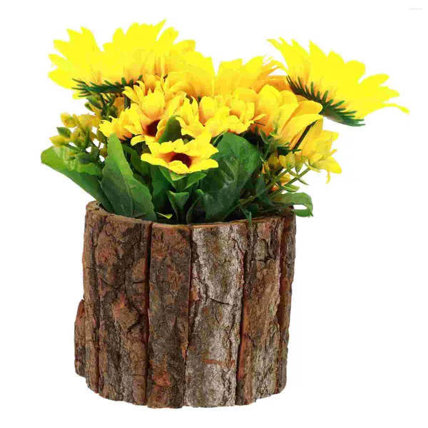 Fleurs décoratives tournesol, décoration de maison, décorations de bureau vertes, fausses plantes en pot, simulation de bonsaï en bois rustique