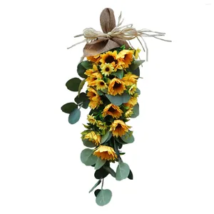 Fleurs décoratives Swag Swag Swag Falle Fleur Porte murale suspendue Simulation Garland Couronne arrière