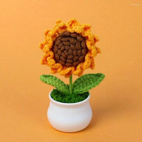 Fleurs décoratives Gift sur le thème du tournesol en tricot plante à la main décor fait à la main
