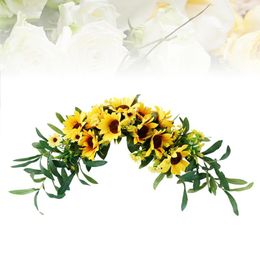 Fleurs décoratives Couronne de tournesol Porte Garlandarch Suspendu Floral Décorations de fleurs artificielles Printemps Mariage Rusticlintel Mur Vintage