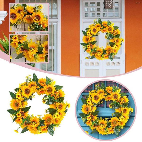 Fleurs décoratives Couronne de tournesol Festival Decoration Decoration Half Circle Outdoor Lighted Christmas