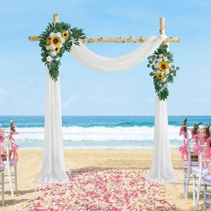 Kit d'arche de mariage artificielle, fleurs décoratives, tournesols, paquet de 3, avec arches en tissu drapé blanc brillant de 26 pieds