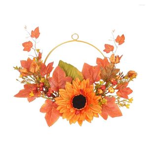 Fleurs décoratives tournesols décorations couronne de Thanksgiving fête belle guirlande créative en fer forgé Festival artificiel