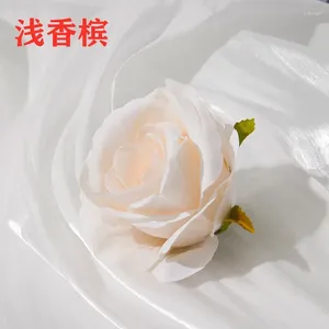 Fleurs décoratives fournitures tête artificielle soie Rose fleur pour mariage décoration de la maison fausse couronne bricolage Scrapbook