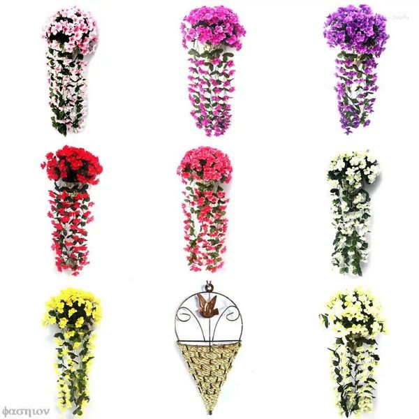 Fleurs décoratives Sweet Violet Artificiel Flower Mall suspendu panier orchidée vigne maison de mariage de mariage Street Light Decoration Simulate
