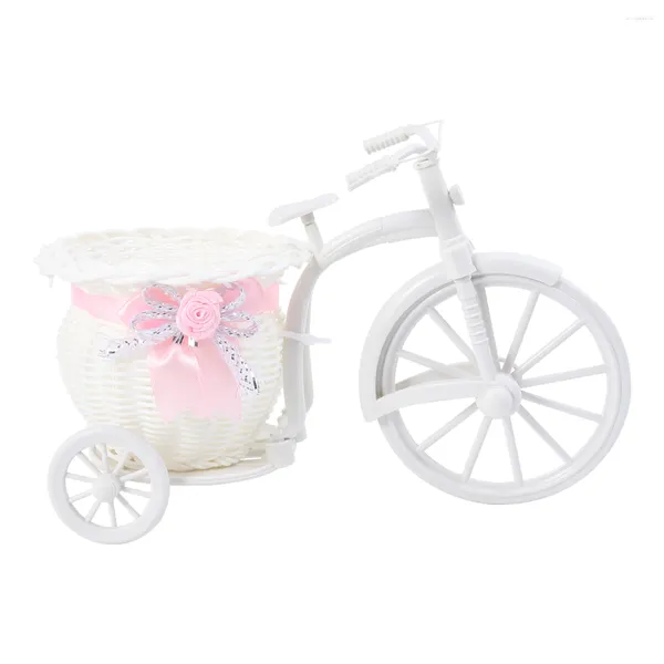 Flores decorativas Centros de mesa Plantas de casa Interior Live Mini Bike Flower Basket Modern Woven Decoraciones Para Salas De Casa