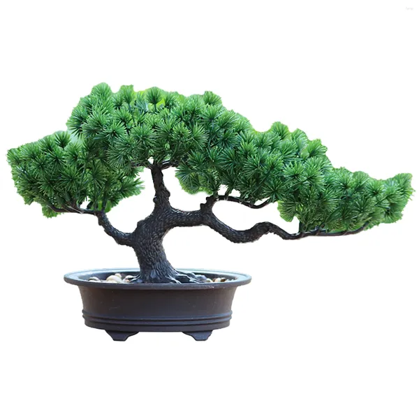 Flores decorativas Decoración de mesa Árbol bonsái artificial Planta falsa Oficina en casa Pino en maceta El Jardín Estilo chino Realista con maceta DIY