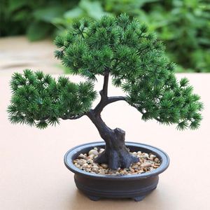 Flores decorativas Decoración de mesa El Bonsai artificial Árbol Regalo DIY Planta falsa Oficina en el hogar Con maceta Estilo chino Sala de estar Pino en maceta