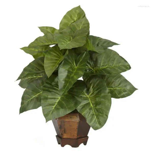 Plante artificielle en Polyester Taro, fleurs décoratives, avec Vase, vert, vente en gros, blanc, pour lavande