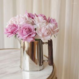 Fleurs décoratives Thé Rose 73CM Décoration Latex Revêtement Pétale Real Touch Mariage Fleur Artificielle Floral Événement Fête Affichage -