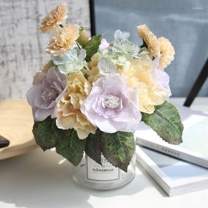 Decoratieve bloemen thee -rozen tros kunstmatig voor boerderij huisdecor nep bloemen diy krans bruiloft weggids bruid boeketten