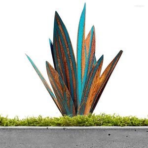 Fleurs décoratives Tequila Sculpture rustique 14 pouces/35 cm Plantes en métal d'agave Fournitures de patio extérieur pour résister à la pluie, au gel ou