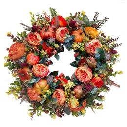 Fleurs décoratives Thanksgiving fenêtre artificielle cadeau suspendu ferme guirlande pivoine citrouille intérieur extérieur décor à la maison couronne d'automne pour