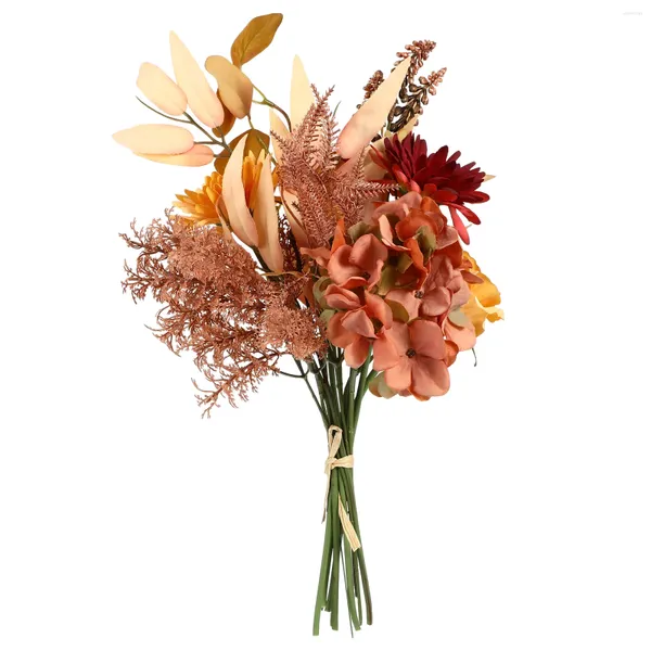 Fleurs décoratives Thanksgiving Bouquet Simulation Centres de table de mariage Tableaux de fleur de fleur Falon Fake non tissé Roses de mariée en tissu non tissé