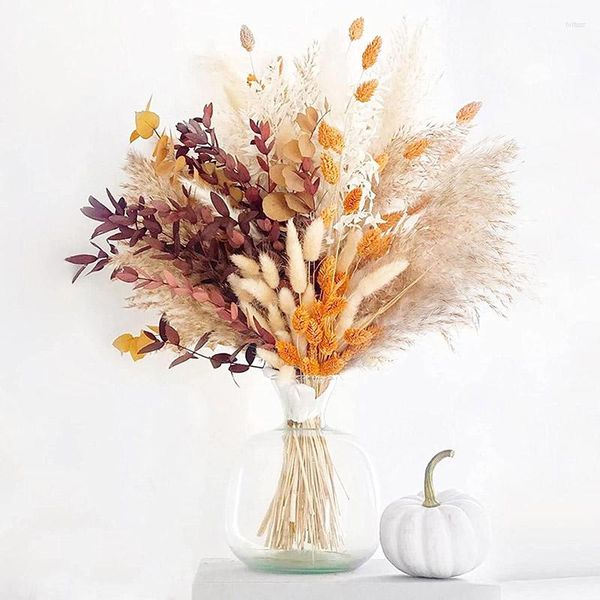 Fleurs décoratives Thanksgiving DÉCORATIONS INDICIELLES NATURELLES PLANTES DRÉTÉES BOUQUET BOHO REED MARIAGE SCENE PO Shoot Ornements