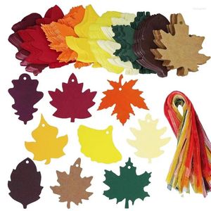 Fleurs décoratives Thanksgiving Leaf Tag Maple Paper Tags With String Thanch Thank You Nom CARDES BLAND pour l'automne