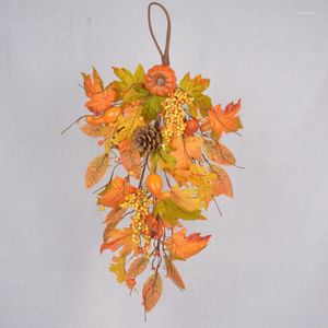 Decoratieve bloemen Thanksgiving hangers simulatie pompoen dennencegel ornamenten oogstdag