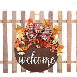 Flores decorativas Acción de Gracias Bienvenido de la madera de otoño Fall Plaque de madera Jardín Pastoral Placa colgante Decoración del hogar del hogar