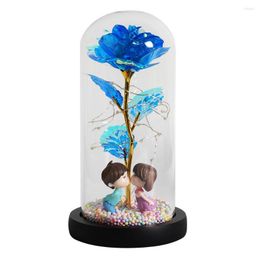 Decoratieve bloemen Er is een feeënlamp op de koepel als Kerst Valentijnsdag Gift 2022 Charmante Galaxy Rose Eternal 24K Gold Foil