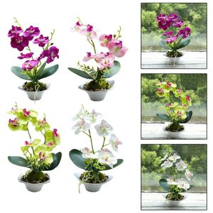 Decoratieve bloemen drieledige phalaenopsis bonsai kunstmatige bloem potplanten zijden schuim blad plastic vaas nep bloemen tuin