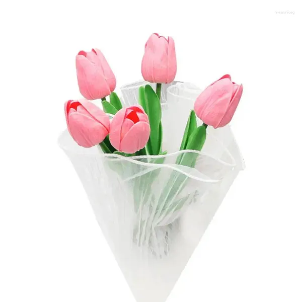 Fleurs décoratives minuscules tulip décor de voiture artificielle réalité toulips mini-fleur bouquet élégant accessoires intérieurs pour l'auto romantique