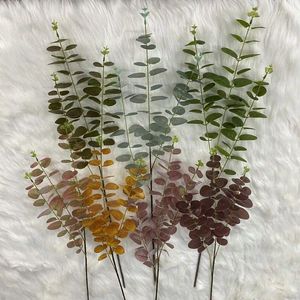 Flores decorativas Tongfenfg Printing 3D Artificial 3 Fuerza de horquilla Eucalipto Planta Boda de boda Boda Arreglo floral Arreglo