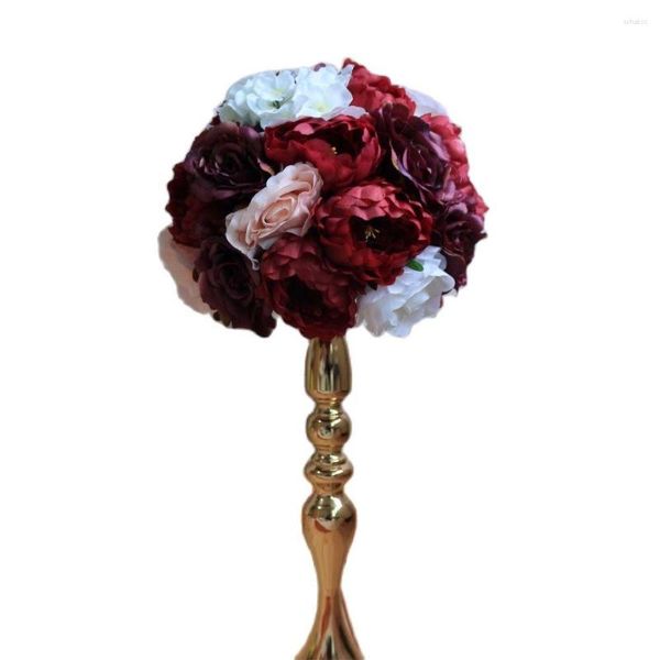 Fleurs décoratives Tongfeng 10pcs / lot Artificiel Silk Rose Wedding Table matelpiece Ball Flower Mur Murcarp