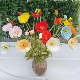 Fleurs décoratives TONGFENG 2 Bouquet fourchu en soie artificielle grand coquelicot fête de mariage accessoires de photographie ornements de fleurs séchées d'intérieur
