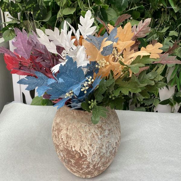 Fleurs décoratives TONGFENG 5 fourchette feuille de pin Simulation plante intérieur fleur séchée artificielle mur de soie maison fête de mariage