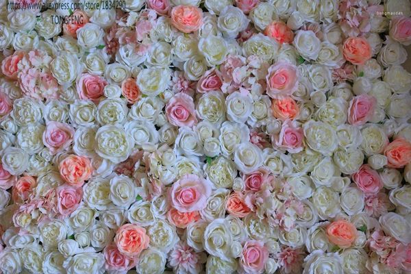 Fleurs décoratives TONGFENG Mixcolor 3D Fleur Panneaux Muraux Soie Artificielle Rose Hortensia Pivoine Floraison Toile De Fond De Mariage À La Main