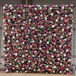 Decoratieve bloemen tongfeng mixcolor bruiloftsfeest achtergrond decoratie kunstmatige zijden rooskamer huis woning krans 3d roll doek stof bloem bloem