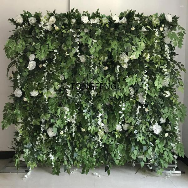 Flores Decorativas TONGFENG Planta Tropical Wisteria Rose 3D Pared Panel de Flores Corredor Artificiellesl Verde Boda Telón de Fondo Jardín Hogar