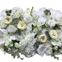 Fleurs décoratives Tongfeng Blanc 24pcs / lot Artificiel Silk Rose Peony Hortengea 3d Flower Wall Panel de mariage Décoration de la fête de mariage