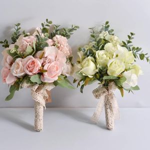 Fleurs décoratives Top Beauté Tenant Simulation De Mariage Rose Rose Bouquet Décor Romantique Fille Cadeau D'anniversaire Po Studio Accessoires De Tir