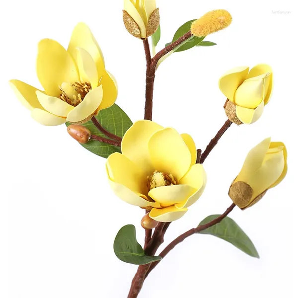 Fleurs décoratives touchent pu magnolia fleur table à manger mariage mariage artificielle décoration salon