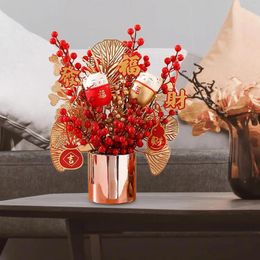 Fleurs décoratives traditionnelles de l'année chinoise, ornements, cadeau de pendaison de crémaillère, Branches de baies artificielles pour le salon