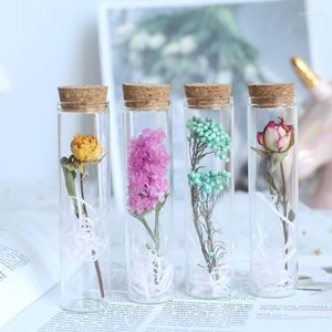 Fleurs décoratives Transparent Verre Tube à Essai Vase Simple Niche Floral Décor À La Maison Ornements Décoration De Table Accessoires Dekoration